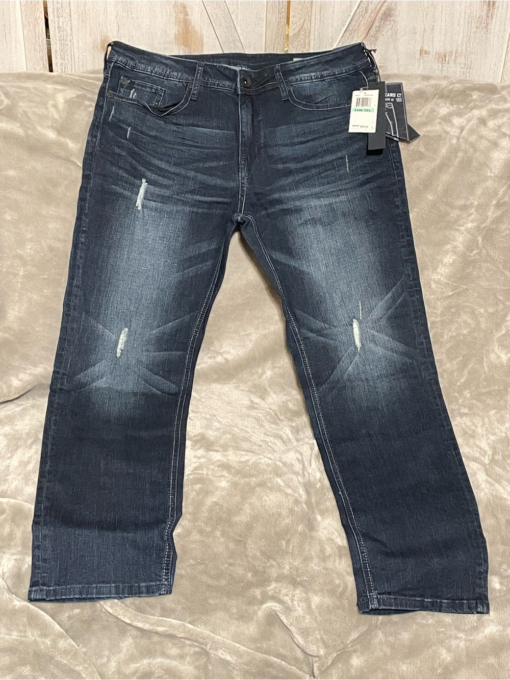 Seven7 Men's Straight Dark Wash Jeans - Faded Blue